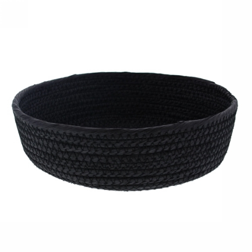 [177031] Geschenkverpakking Mand rond laag papierkoord zwart 21x21x5cm 10stuks