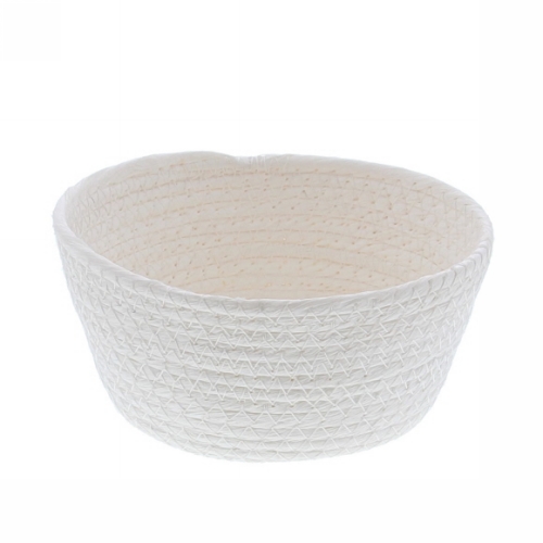 [177032] Geschenkverpakking Mand rond hoog papierkoord wit 15.5x15.5x8cm 10st