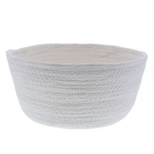 [177033] Geschenkverpakking Mand rond hoog papierkoord wit 19.5x19.5x9cm 10st