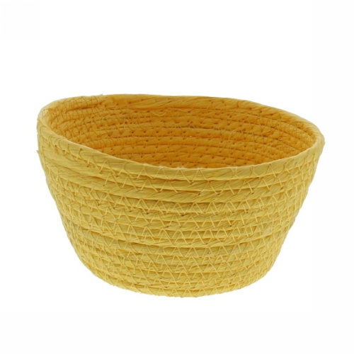 [177035] Geschenkverpakking Mand rond hoog papierkoord geel  15.5x15.5x8cm 10st