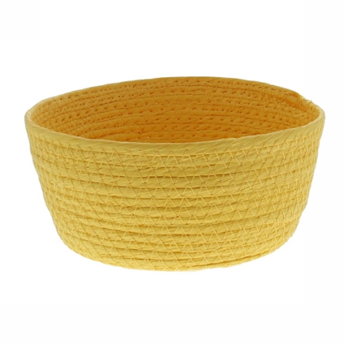 [177036] Geschenkverpakking Mand rond hoog papierkoord geel 19.5x19.5x9cm 10st