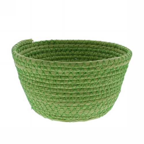 [177039] Geschenkverpakking Mand rond hoog papierkoord groen 15.5x15.5x8cm 10st