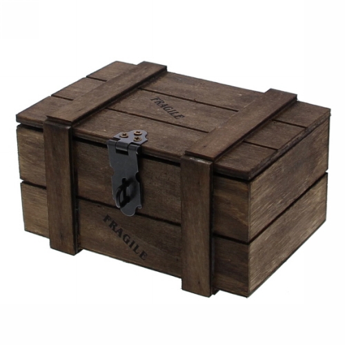 [177041] Kadoverpakking Houten Kistje Fragile Bruin 13.5x10x7cm 12stuks