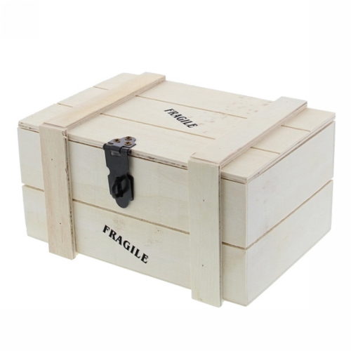 [177048] Kadoverpakking Houten Kistje Fragile naturel 11x16x8.5cm 12st