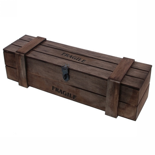 [177045] Wijnverpakking Fragile kist 1 fles donkerbruin 37x11x10.5cm 8stuks