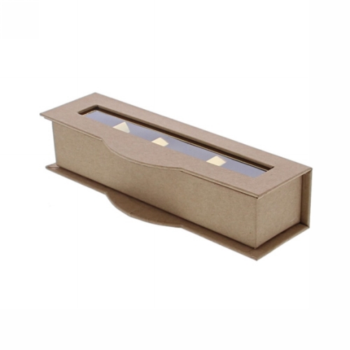[177059] Geschenkdoosje Venster 4 pralines langwerpig kraft 17x5.5x4cm 20stuks