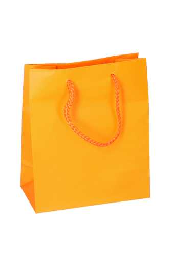 [K1110083] Kadotasjes Latina Mat Oranje Met Koord 16x8x19cm 12stuks