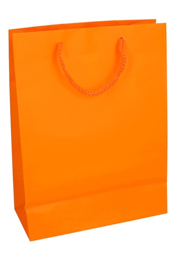 [K1110080] Kadotasjes Latina Mat Oranje Met Koord 22x10x29cm 12stuks