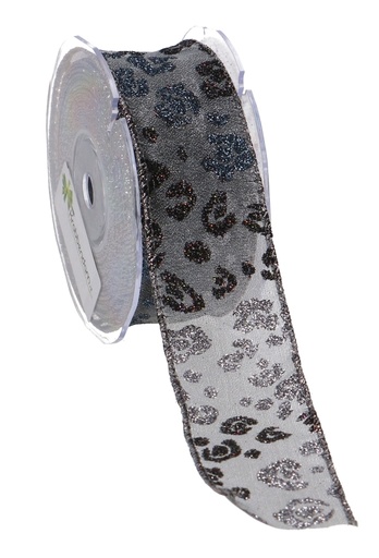 [K1390036] Luxe Organza Lint IJzerdraad 40mm x 10meter Zwart Met Glitter