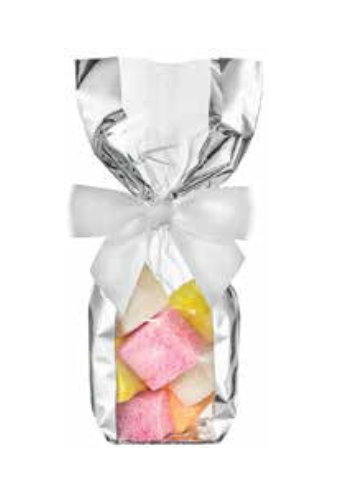 [K1250040] Luxe Cellofaan Zakjes Silver Edge & Zilveren Bodem 10x4x22cm 100st