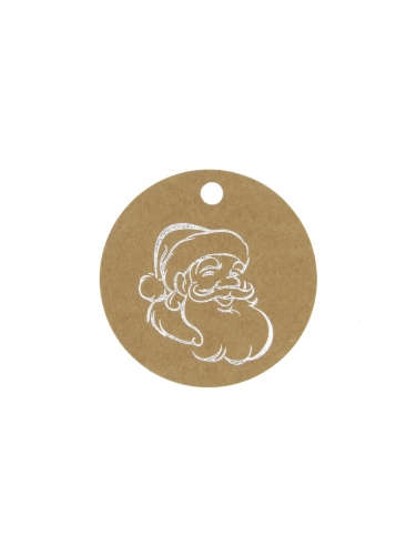 [K1020397] Kadokaartje Santa Kraft & Zilver 5cm Naturel Blanco 50stuks