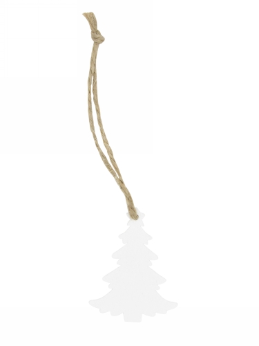[K1340704] Houten Decoratie Tree Wit Met koord 5x3.8cm 24stuks