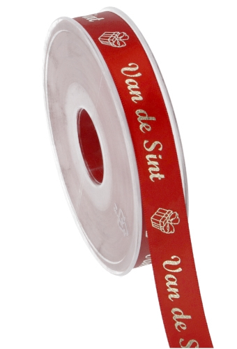 [K1390958] Luxe Satijnlint Van De Sint Rood 15mm x 25meter