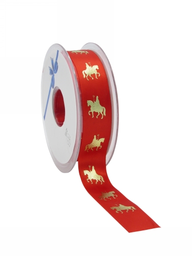 [K1391026] Luxe Satijnlint Sint op Paard Rood 23mm x 25meter