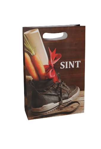 [K1220188] Papieren Sinttasjes Sint Gevulde Schoentje 24x9x36cm 120gr 10stuks