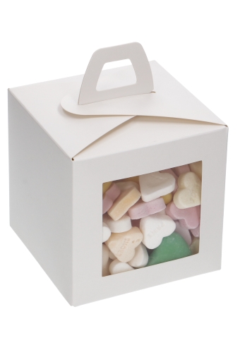 [K1360250] Kubusdoosje Met Venster & Hengsel Wit Mat 10x10x10cm 25stuks