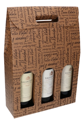 [K1171195] Luxe Wijndozen Vigo Zalig Kerstfeest voor 3 fles 27x9x38.5cm 30stuks