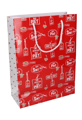 [K1220197] Luxe Sinttasjes Sint Hartelijke Groetjes 24x10x32cm Glossy 170gr 10st