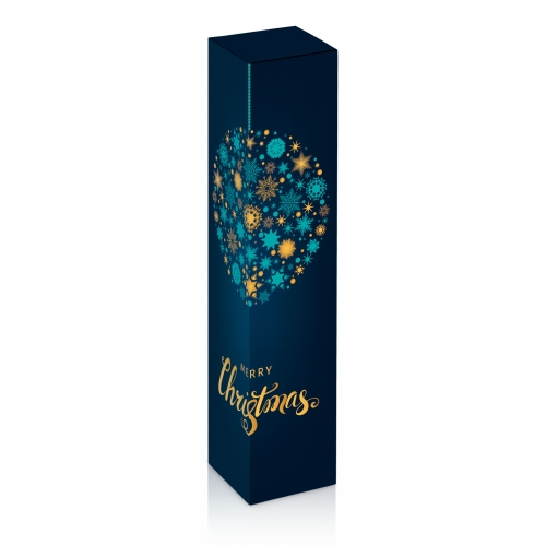 [1171203] Wijndoos Merry Christmas Blauw 1 Fles 7.7x7.7x35.5cm 50stuks