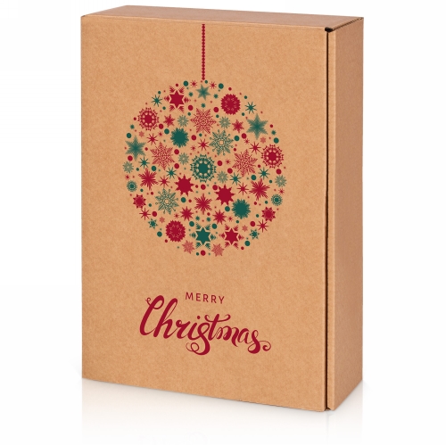[1171207] Wijndoos Merry Christmas Kraft 3 Fles 36x25x9cm 25stuks
