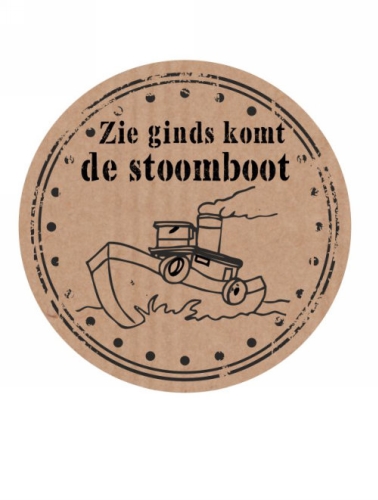 [K1210225] Etiketten Sint Zie Ginds Komt De Stoomboot Kraft 4x2cm 500stuks