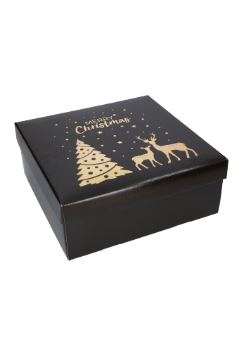 [K1271996] Geschenkdoos Merry Christmas Gold & Dark Brown 30x30x12cm 20stuks