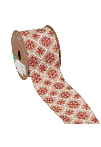 [K1391077] Luxe Kadolint & IJzerdraad Snow Flake Glitter & Rood 63mm x 10meter