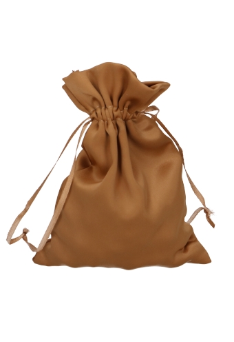 [K1070949] Luxe Satijn Zakjes Mat Donker Goud Met Koord Medium 12x17cm 10stuks