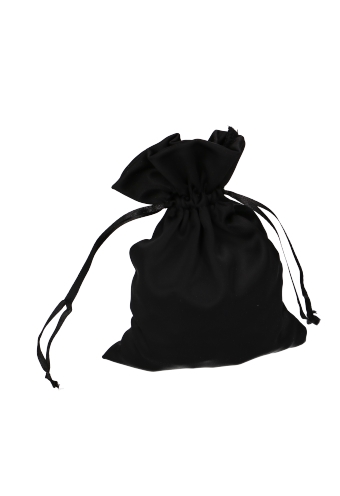 [K1070948] Luxe Satijn Zakjes Mat Zwart Met Koord Medium 12x17cm 10stuks