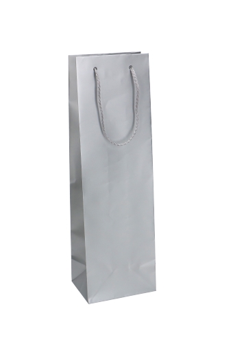 [K1110070] Wijntasjes Latina 1 Fles Zilver Met Koord 12x9x39xcm 12stuks