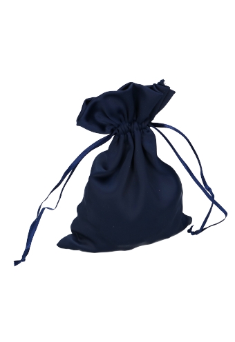 [K1070947] Luxe Satijn Zakjes Mat Donker Blauw Met Koord Medium 12x17cm 10stuks