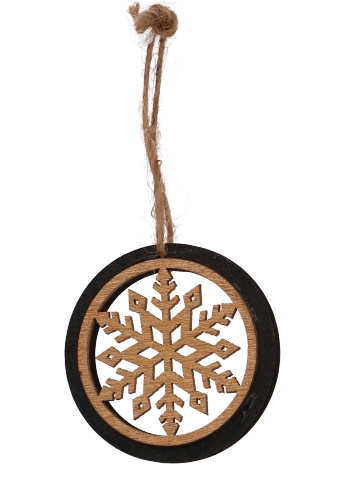 [K1340717] Decoratie Hanger Houten Snowvlokjes & Koord 5cm 6 stuks