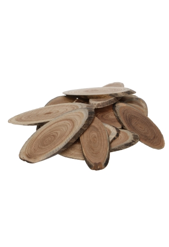 [K169035] Decoratie Strooi Hout Ovaal Schijven Naturel 3 a 8cm 80grams