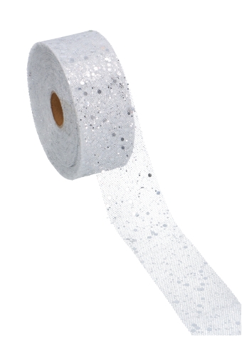 [K1410050] Tule Lint Zilver Dots Metallic 40mm x 50 meter