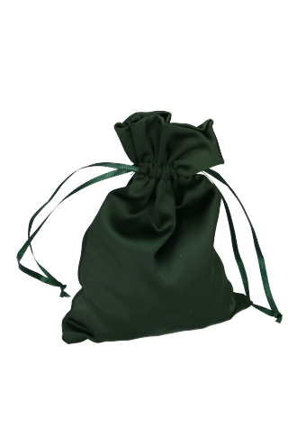 [K1070954] Luxe Satijn Zakjes Mat Donker Groen Met Koord Medium 12x17cm 10stuks