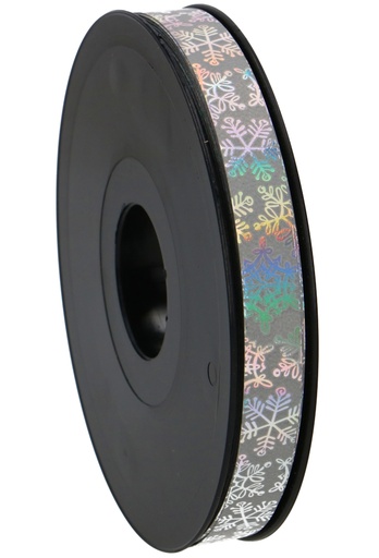 [K1010372] Krullint Zilver Holographic Sneeuw Zilver 15mm x 100 meter