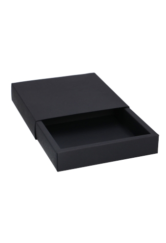 [K1272043] Schuif Deksel Kadodoosje Jakarta Zwart Mat 12.5x12.5x2.8cm 10stuks