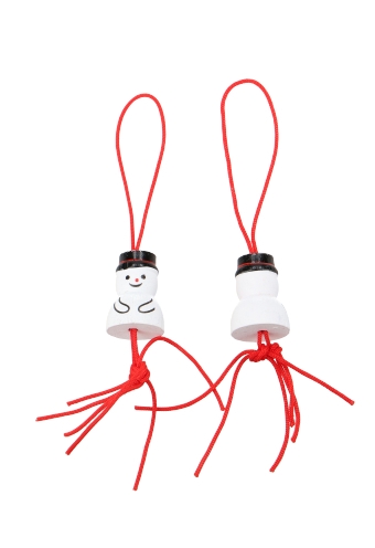 [K1340733] Gelukspoppetjes Sneeuwpopje Met Hoedje Aan Koordje 2cm 100stuks