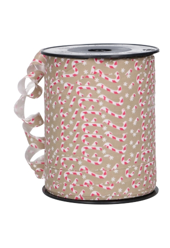 [K1010196] Kerst Krullint Christmas Candy Beige 10mm x 250 meter