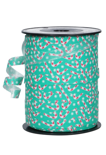 [K1010213] Kerst Krullint Christmas Candy Green 10mm x 250 meter  OP IS OP