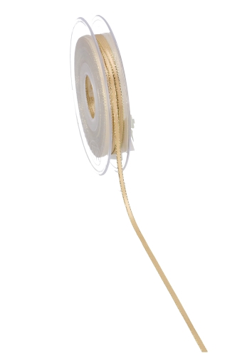 [K1300252] Luxe Satijn Dubbel Lint 3mm x 50 meter Goud Met Gouden Randje