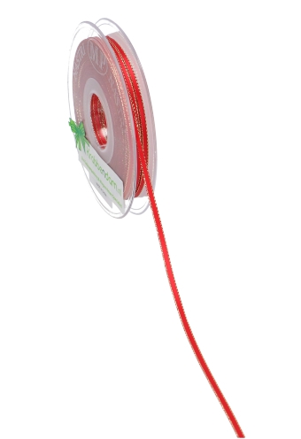 [K1300253] Luxe Satijn Dubbel Lint 3mm x 50 meter Rood Met Gouden Randje