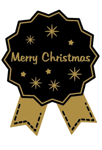 [K1210232] Etiketten Cadeauzegel Kerst Merry Christmas Black & Gold 4x5cm 500st