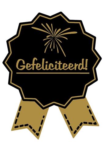 [K1210235] Etiketten Cadeauzegel Gefeliciteerd Black & Gold 4x5cm 500stuks