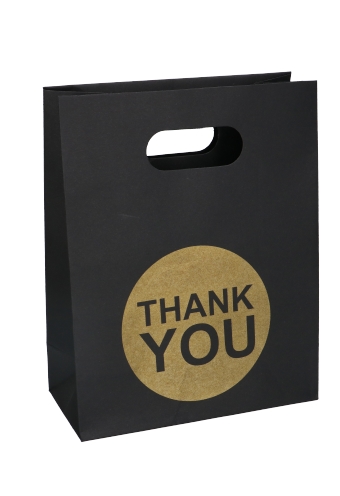 [K1110731] Geschenktasjes Met Handgreep Mocona Thank You Zwart 19x9x24.5cm 12st