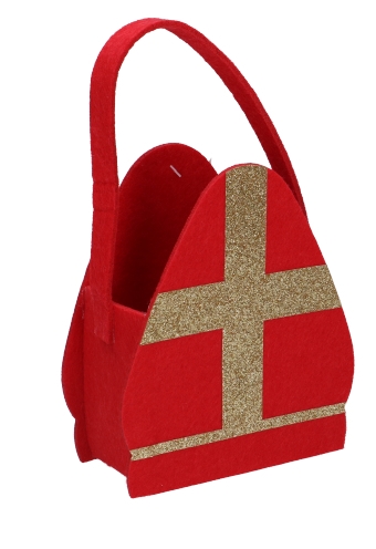 [K1220200] Geschenktasje Vilt Sinterklaas Mijter 13.5x6.5x21cm 1stuks