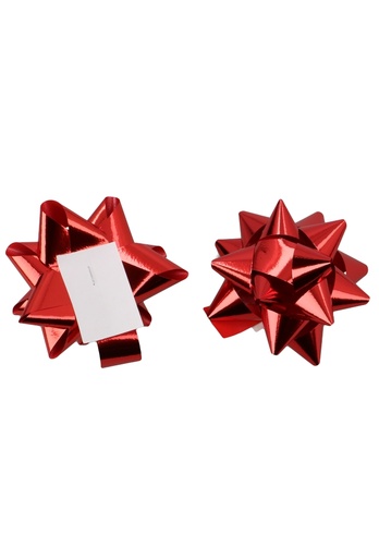 [K1370075] Strikje Bows R90mm 20mm Lint Metallic Rood Met Plakker 70stuks