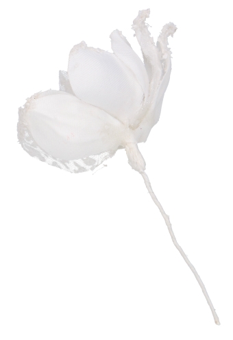 [K1340577] Kado Decoratie Bloem Wit Met IJzerdraad 11cm 12stuks