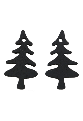 [K1340743] Houten Decoratie Kersttree Zwart Hanger 6cm 100stuks