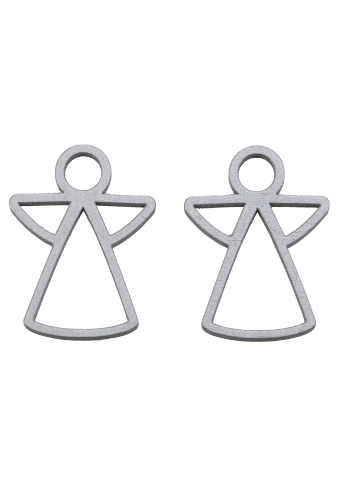 [K1340742] Houten Decoratie Engel Open Zilver Hanger 6cm 100stuks